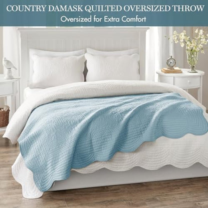 Madison Park Luxe Damask Stitching Throw Blanket, 60"x72"