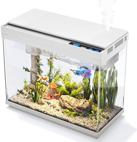 Vehipa Betta Fish Tank 2.4 Gallon HD Glass Aquarium Starter Kits