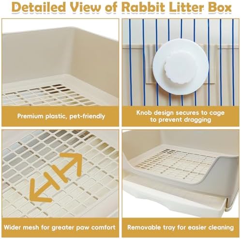 kathson 2PCS Large Rabbit Litter Box Trainer, Potty Corner Toilet with Drawer Bigger Pet Pan for Adult Hamster, Guinea Pig, Ferret, Galesaur, Bunny and Other Animals (Brown)