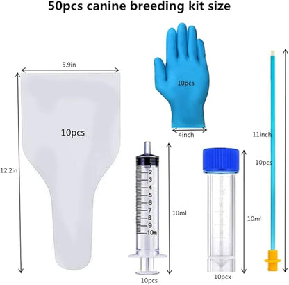50 Pieces of Set AI Artificial Insemination Dog Breeding Kit, Disposable Canine Artificial Insemination Cones Dog Semen Collection Bag,AI Breeding Kit for Small and Medium Breeds