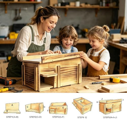 Handcrafted Solid Wood Hedgehog House - Large Natural Outdoor Nesting Box for Hedgehog - Cozy All-Weather Shelter, Easy Install for Backyard, Garden