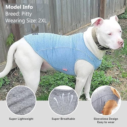 KYEESE Reflective Dog Shirt, Lightweight Sun Protection Dog T Shirts for Large Dogs, Breathable Sleeveless Pet Tank Top High Visibility Summer Dogs Clothes for Night Walking Outdoor, Grey, 3XL