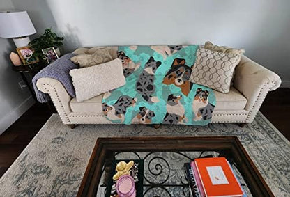 Caroline's Treasures MLM1085LQB Blue Merle Sheltie Quilted Blanket 50x60 Artwork Pattern Quilted Throw Blanket for Bed, Couch, Sofa, Soft and Lightweight