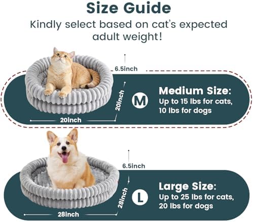Cat Bed, Cute Donut Kitten Bed Indoor, 20x20x6.5, Gray