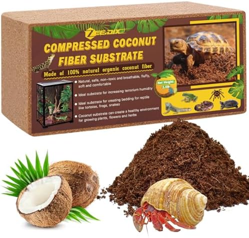 ZeeDix 1 Pack Coconut Fiber Substrate, Premium Coco Coir Reptile Substrate