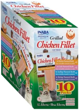INABA Grilled Fillet Cat Treats, Chicken Fillet Variety Box, 10ct
