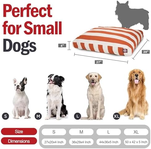 Majestic Pet Rectangular Dog Bed, Small, 27x20x4 in, Washable, Burnt Orange