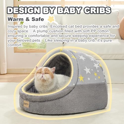 Cute Cat Beds for Indoor Cats, Cat Cave Bed for Kittens, Large Cat Cave