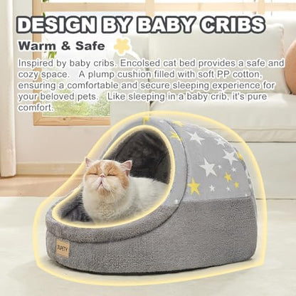Cute Cat Beds for Indoor Cats, Cat Cave Bed for Kittens, Large Cat Cave