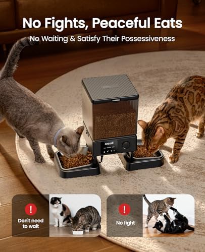 oneisall 5G WiFi Automatic Cat Feeder for 2 Cats, App Control, 20 Cups/5L