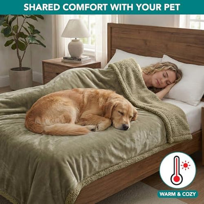 PetAmi Waterproof Dog Blanket for Large Dog Cat Pet, 60x80, Taupe Sherpa