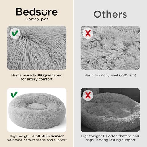 Bedsure Calming Cat Beds Donut Round Washable Kitten Bed,20 inches
