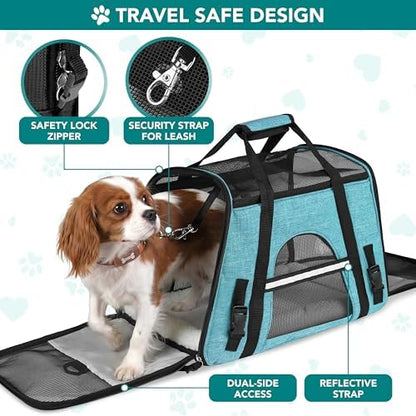 PetAmi Airline Approved Pet Carrier for Cats Small Dogs, Small Heather Blue