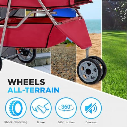 BestOffice Pet Stroller for Small Medium Dogs & Cats, 3-Wheel Foldable Dog Stroller with Cup Holder, Lightweight Travel Carrier, Waterproof Design for Outdoor Walks, Red