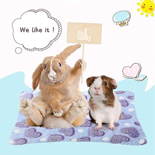 Jetec 4 Pcs Guinea Pig Bed Pads Heart Pattern, 10 x 11 Inch Plush Mat