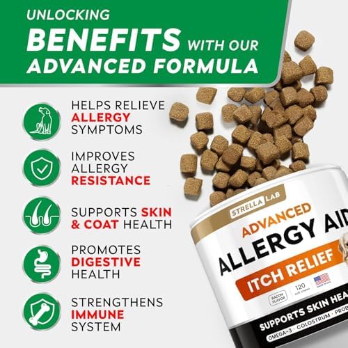 Advanced Dog Allergy & Itching Relief - Anti Itch, Skin&Coat Support Chews