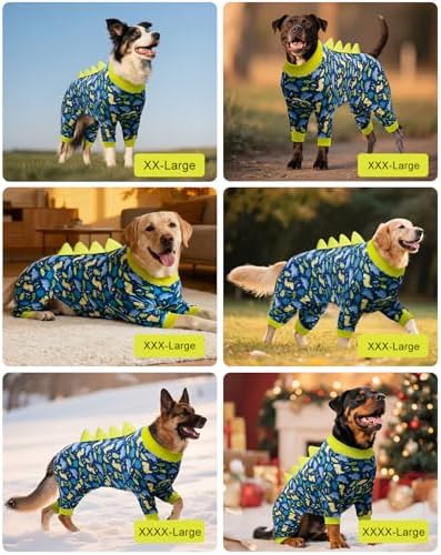 CuteBone Dinosaur Costume Dog Pajamas, Stretchy Spandex Crystal Velvet Sleepwear Coat for Small Dogs, Soft & Warm Pet Outfit Clothes for Cold Weather, Cozy Pullover Design COSP10XXL