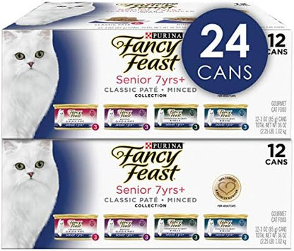 Purina Fancy Feast Senior 7+ Wet Cat Food Variety Pack, 3 oz, 24-Pack