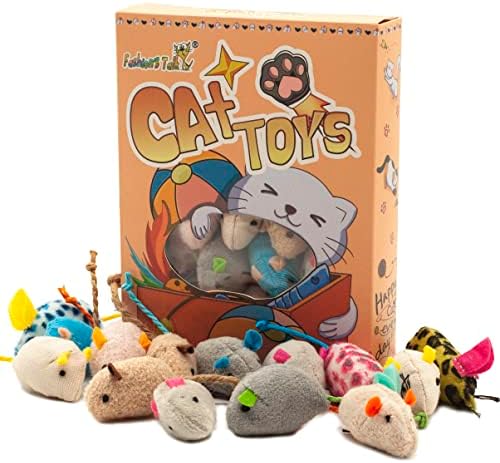 Fashion's Talk Mouse Cat Toys Soft Plush Catnip Mice Assorted Style Variety Pack 32 Count