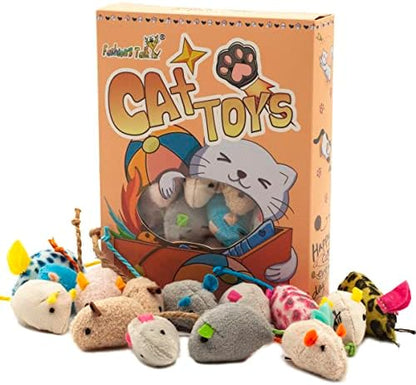 Fashion's Talk Mouse Cat Toys Soft Plush Catnip Mice Assorted Style Variety Pack 32 Count
