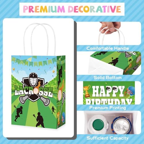 Greencian 16Pcs Lacrosse Birthday Party Favor Bags Lacrosse Goodie Bags