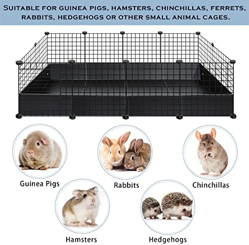 Geelin 55 × 27 Inches Black Corrugated Plastic Cage Liners Base 2 x 4 Panel Size Guinea Pig Cage Liner Waterproof Mat Hedgehogs Rabbits Bunny Small Animals Tray