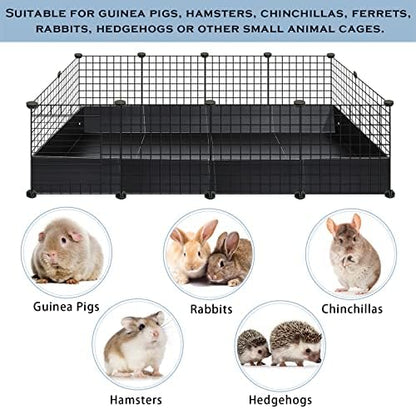 Geelin 55 × 27 Inches Black Corrugated Plastic Cage Liners Base 2 x 4 Panel Size Guinea Pig Cage Liner Waterproof Mat Hedgehogs Rabbits Bunny Small Animals Tray