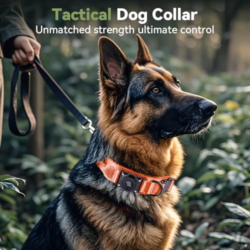 2026 Upgrade Waterproof Tactical AirTag Dog Collar, Built in AirTag Holder