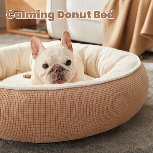 30 inches Soft Touch Fleece Donut Dog Bed for Medium Dogs,Brown