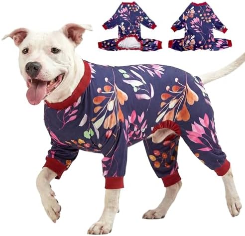 LovinPet Dog Clothing, Large Weimaraner Jammies, Navy Berries Print, 2XL