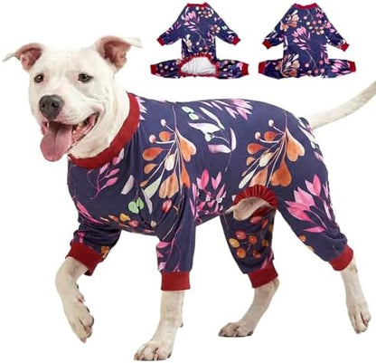 LovinPet Dog Clothing, Large Weimaraner Jammies, Navy Berries Print, XL