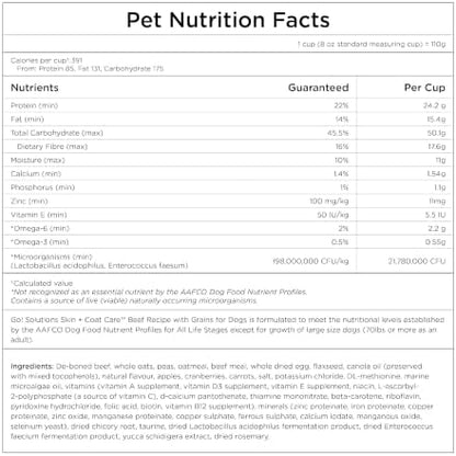 Go! Solutions Skin + Coat Care Beef Dry Dog Food, 22 lb