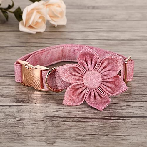 Elegant little tail Pink Girl Dog Collar for Female Dogs, Pet Collar Adjustable Dog Collars with Flower Gift for Large Dogs