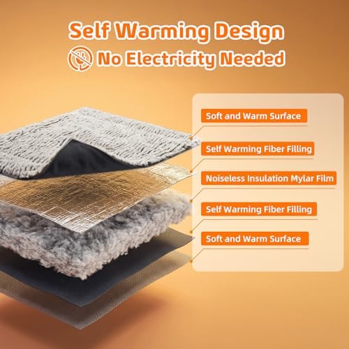 Self Warming Cat Bed, 31.5" x 23.6" Reversible Two-Sided Use Self Heating Cat Pad, Reflects Body Heat, Washable, Thermal Non Electric Heating Mat, for Cats, Small Dogs