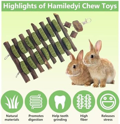 Hamiledyi 2 PCS Rabbit Chew Toys Hanging Bunny Toys for Teeth Grinding