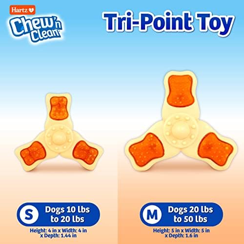 Hartz Chew ‘n Clean Chew Toy and Treat in One Chicken Flavored Tri-Point Dog Toy, Small (Pack of 12)