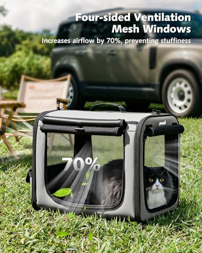 Dog Car Carrier Light Weight 19.7×16.9×14.8in, Foldable Dog Carrier, Gray