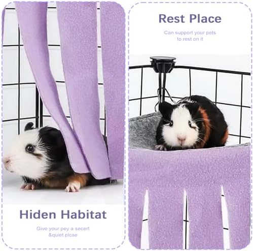 2-Pack Guinea Pig Accessories - Corner Hideout & Hammock Castle for Small Pets' Cage
