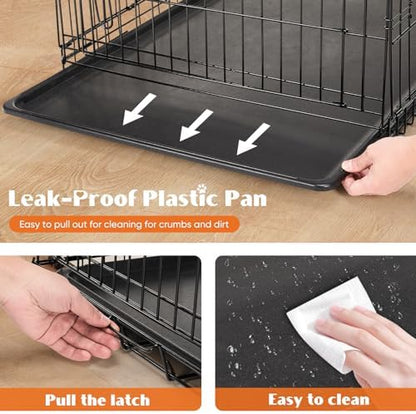 Sweetcrispy 48 Inch Dog Crate, Medium Large Dog Cage, Foldable Pet Kennel
