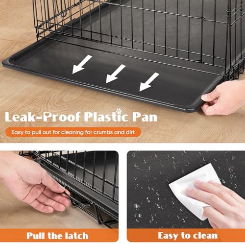 Sweetcrispy Dog Crate 48 Inch, Medium Large Dog Cage, Foldable Pet Kennel