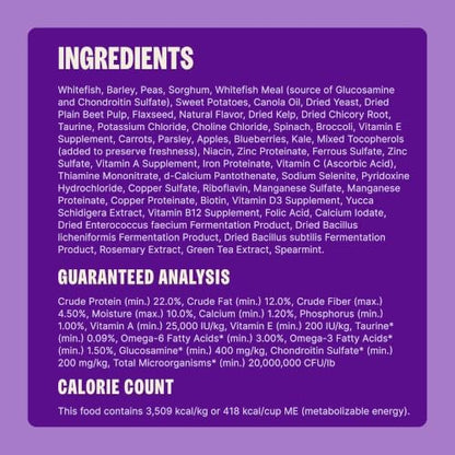 Wellness Complete Health Adult Dry Dog Food, Wholesome Grain Kibble, Natural, Chicken Free, Whitefish and Sweet Potato Recipe, 30 lb Bag