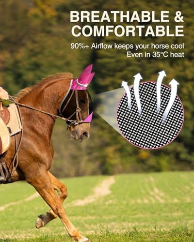 Hilltown Fly Mask for Horse with Ears - X-Full, Pink