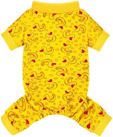 Paiaite Dog Pajamas Onesie: Comfortable Four-Legged Apparel for Small, Medium, & Large Dogs, Polyester Material for Comfort, Wrinkle Resistance, Moisture Wicking, Stretchiness Rotating Duck XL