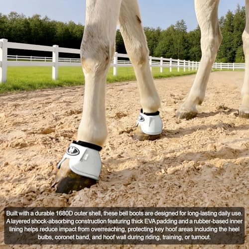 Horse Bell Boots for Outdoor Sports (White, M)