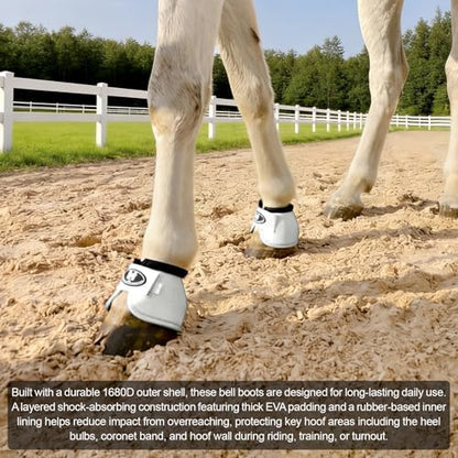 Horse Bell Boots for Outdoor Sports (White, M)