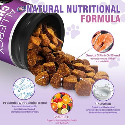 Dog Allergy Chews, Itchy Skin & Hot Spot Relief with Probiotics, 500 Count