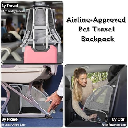 Cat Backpack Carrier, Ventilated Dog Mesh Backpack Carrier for Small Pet