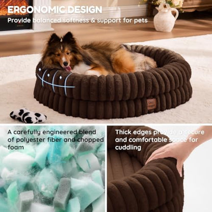 ChiXnuggle Orthopedic Dog Bed, Washable Cover, Faux Fur Bolster Pet Couch