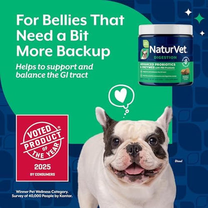 NaturVet Advanced Probiotics & Enzymes Dog Supplement - 120 Soft Chews