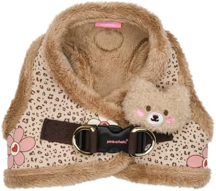 Pinkaholic New York Alisa Vest Dog Harness Step-in Warm Winter Leopard Pattern for Small Dog, Light Brown, Medium